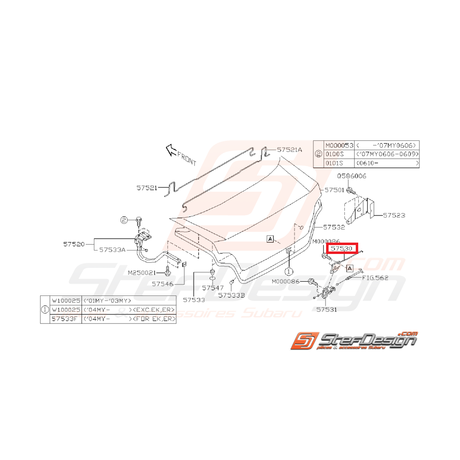 Système verrouillage de coffre STI/WRX 01-07 Système verrouillage de coffre STI/WRX 01-07
