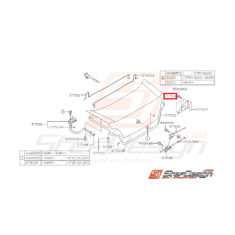 Malle de coffre SUBARU STI 03-07