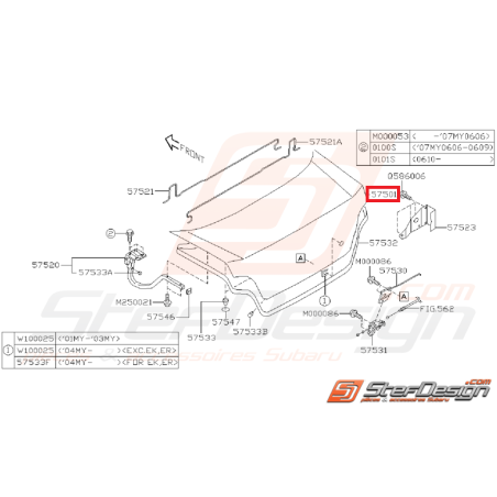 Malle de coffre lisse WRX/STI 01-07 (Non percé pour becquet)