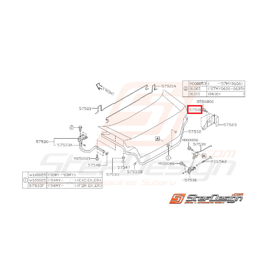 Malle de coffre sans Perçage SUBARU WRX 2006 - 2007