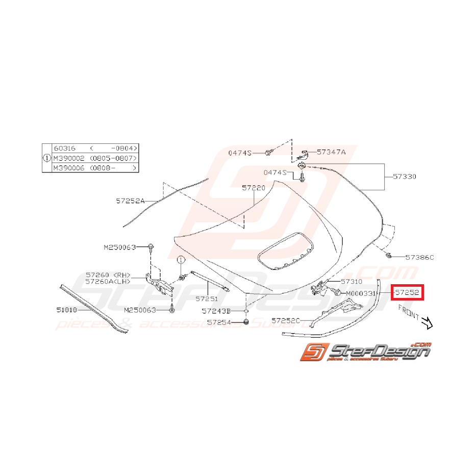 Joint de capot WRX/STI 08-11 Joint de capot WRX/STI 08-11