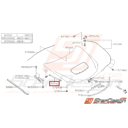 Béquille capot WRX/STI 08-11