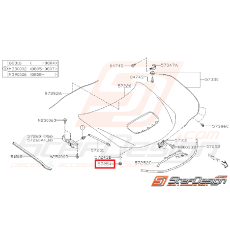 Butée caoutchouc capot WRX/STI 08-11