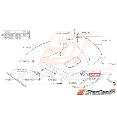 Clips Capot WRX /STI 2007