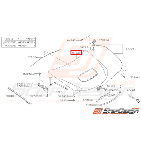 Capot origine subaru WRX/STI 08-14