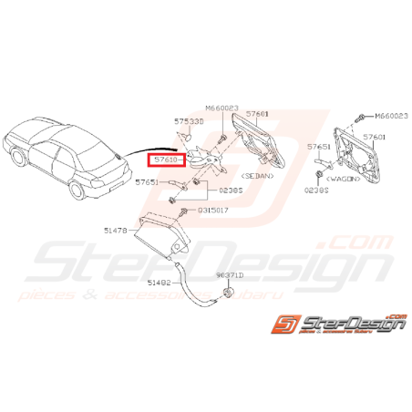 Charnière trappe a essence IMPREZA GT 93-00