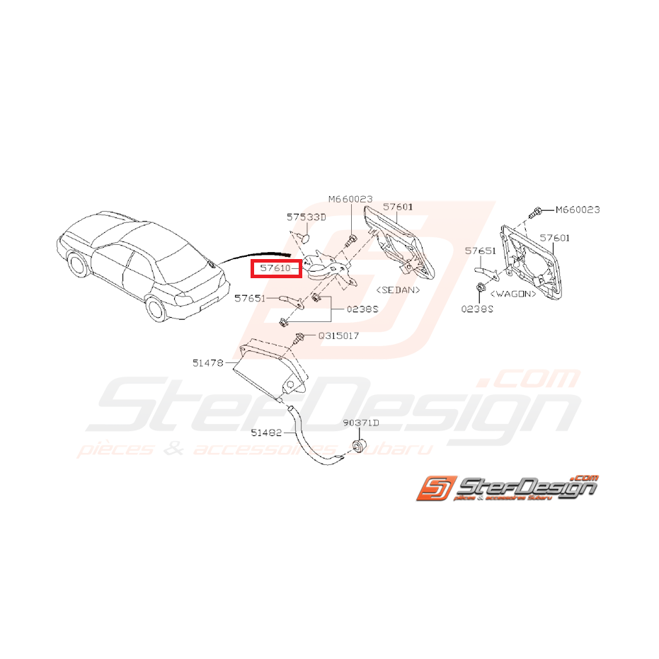 Charnière trappe a essence IMPREZA GT 93-00