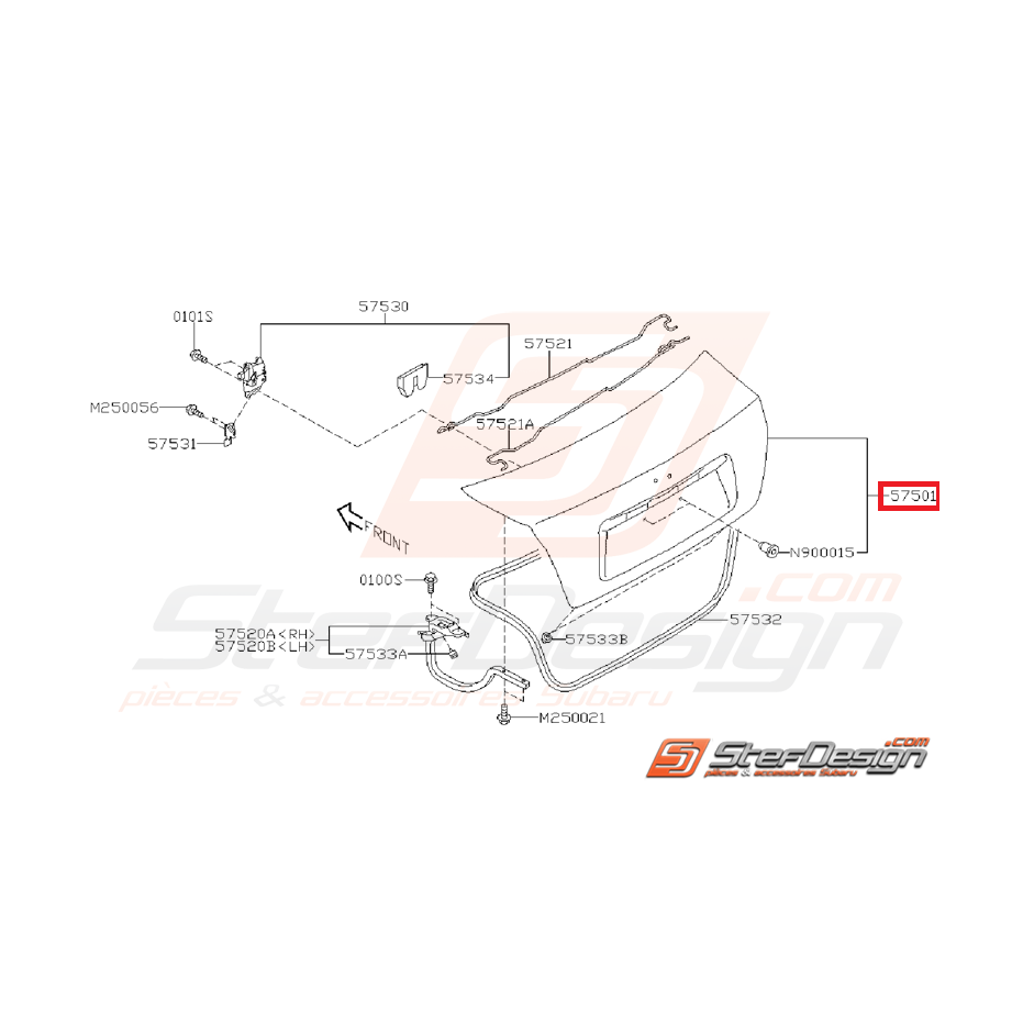 Malle arrière origine sans perçage SUBARU STI 11-14 Malle arrière origine sans perçage SUBARU STI 11-14