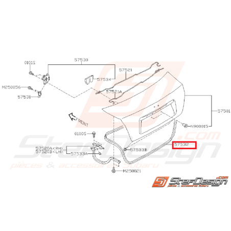 Joint malle de coffre STI 10-14