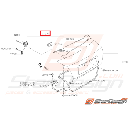 Serrure de malle de coffre pour SUBARU STI 10-14