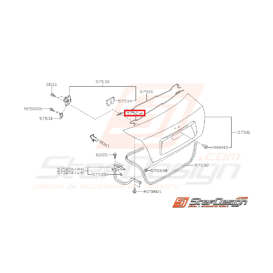 Barre de torsion de coffre origine SUBARU STI 10-14 Barre de torsion de coffre origine SUBARU STI 10-14