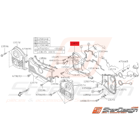 Carter de distribution intérieur droit (passager) Subaru GT 01/01/99 - 01/06/1999