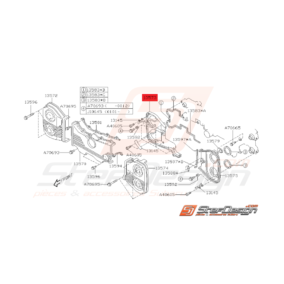 Carter de distribution intérieur droit (passager) Subaru GT 01/01/99 - 01/06/1999