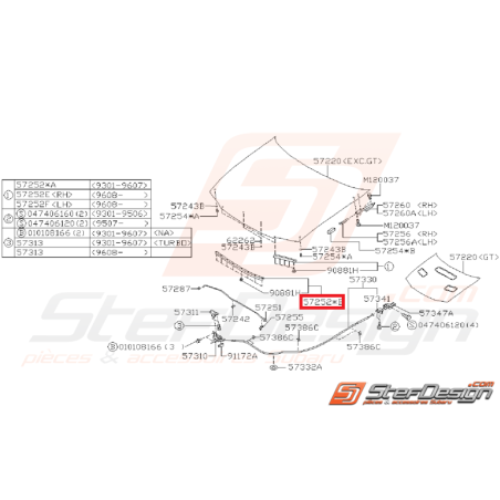 Joint de capot IMPREZA GT 97-00