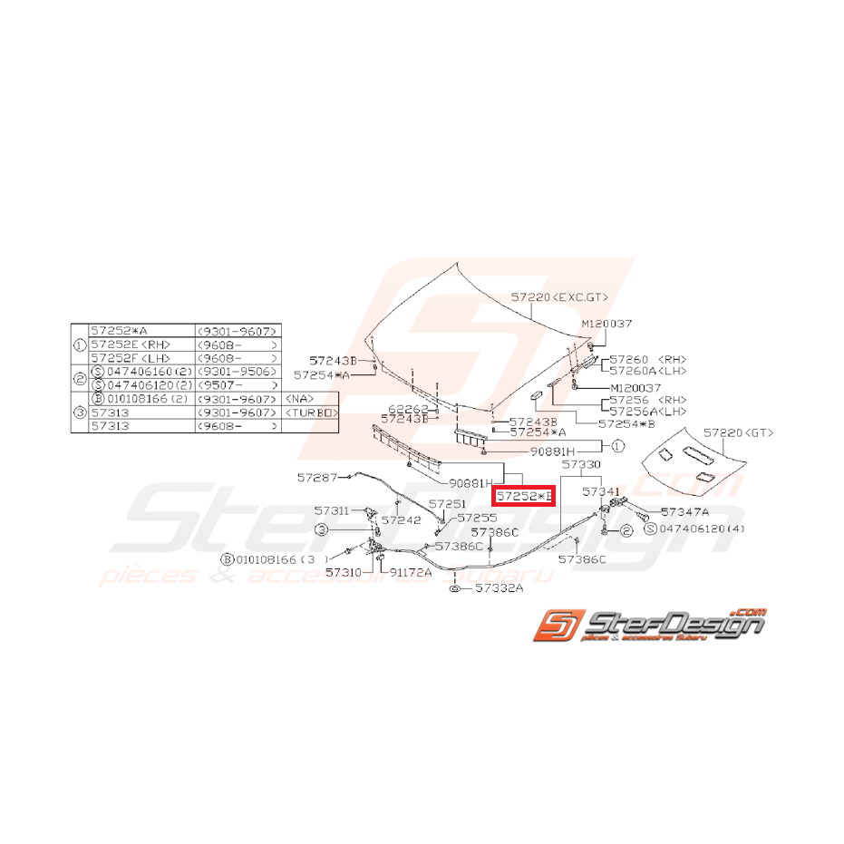Joint de capot IMPREZA GT 97-00 Joint de capot IMPREZA GT 97-00