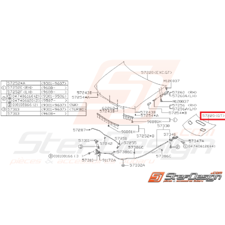 Capot origine acier subaru impreza GT 97-00