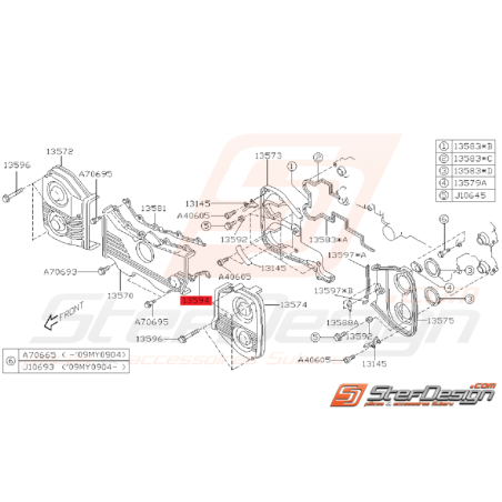 joint de carter distribution inférieur Subaru STI 2012 - 2014