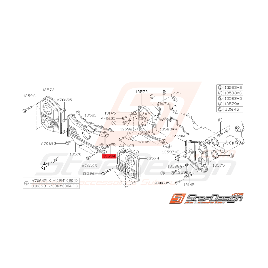 joint de carter distribution inférieur Subaru STI 2012 - 2014