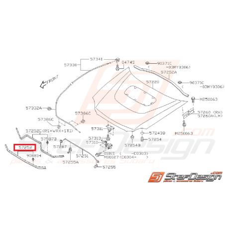 Joint de capot WRX/STI 01-02