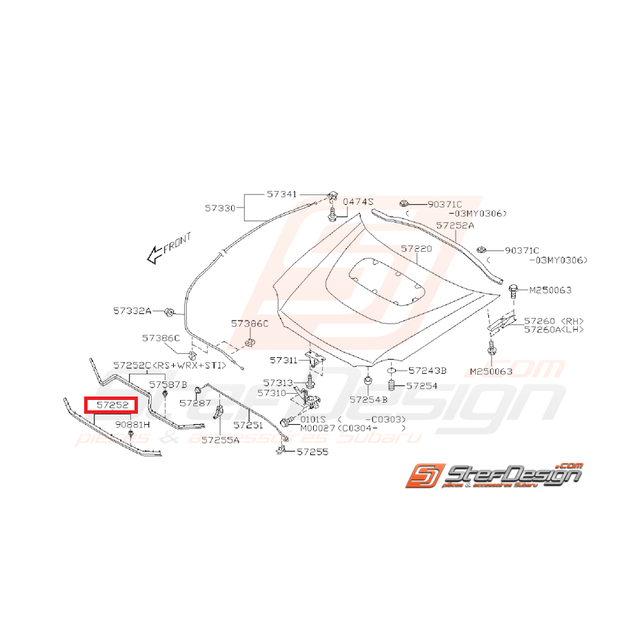 Joint de capot WRX/STI 01-02 Joint de capot WRX/STI 01-02