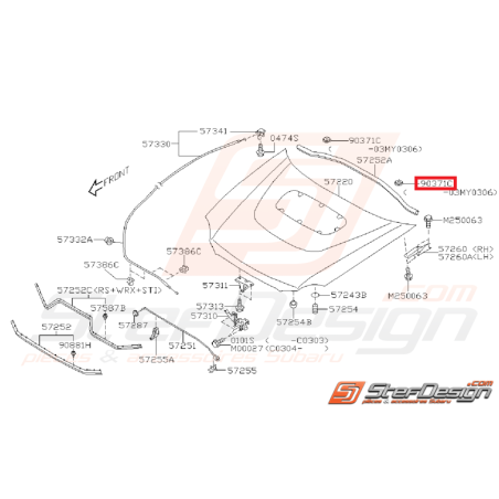 Bouchon capot WRX/STI 01-07