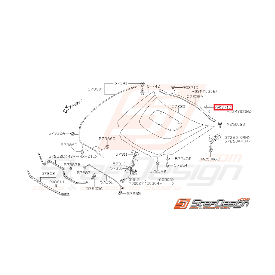 Bouchon capot WRX/STI 01-07 Bouchon capot WRX/STI 01-07