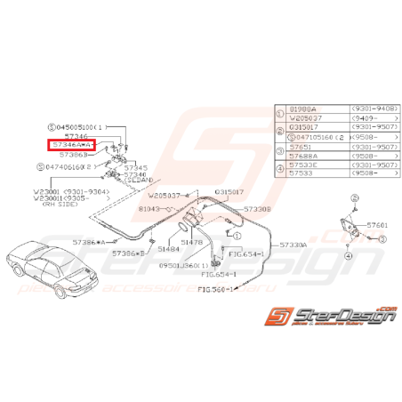 Poignée d'ouverture de trappe essence GT 93-00 WRX/STI 01-07