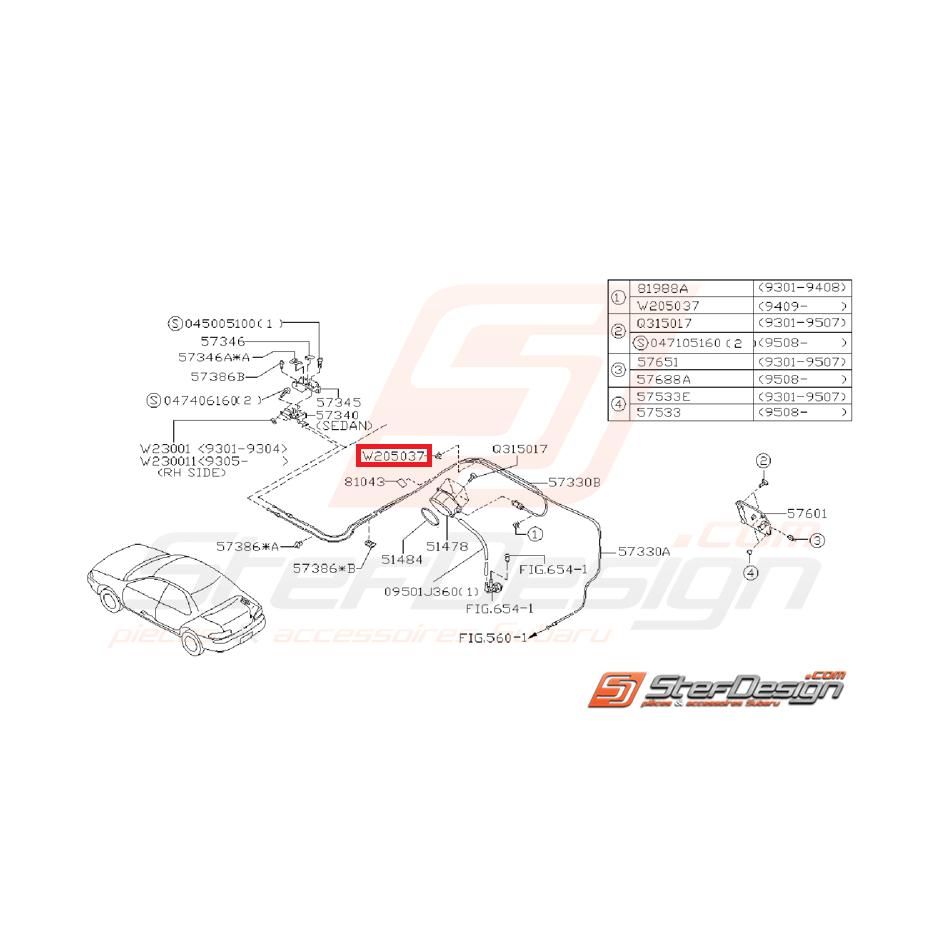 Agrafe trappe a essence SUBARU IMPREZA GT 94-00