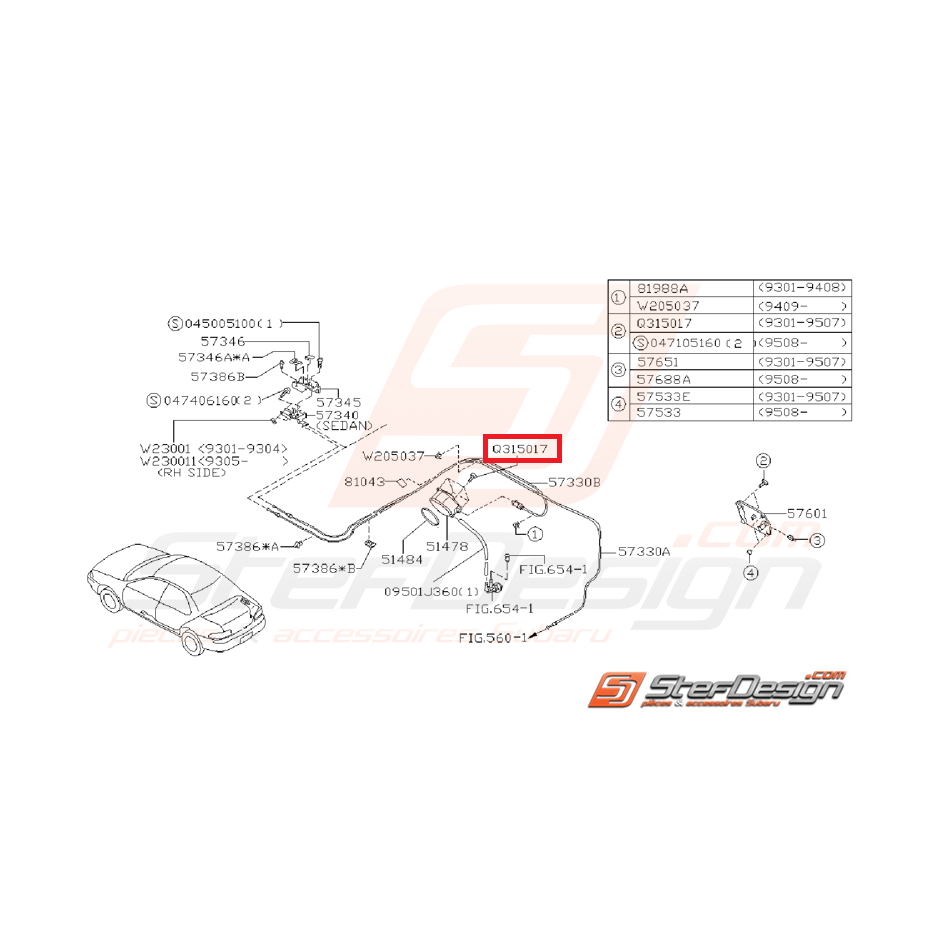 Vis trappe a essence IMPREZA GT 93-00