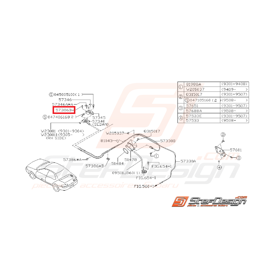 Clips poignée ouverture trappe a essence IMPREZA GT 93-00 WRX/STI 01-07 Clips poignée ouverture trappe a essence IMPREZA GT 93-00 WRX/STI 01-07