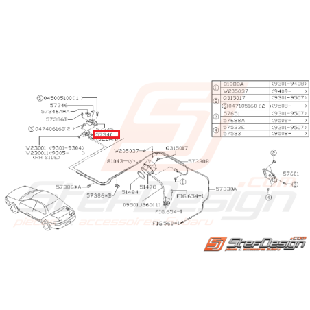 Poignée ouverture trappe essence GT 93-00