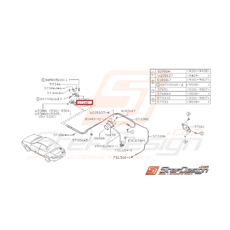 Poignée ouverture trappe essence GT 93-00 Poignée ouverture trappe essence GT 93-00