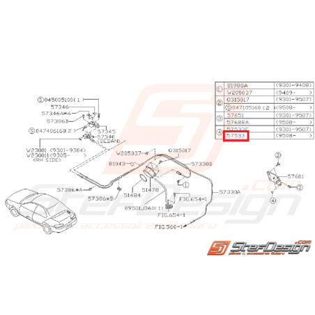 Butée caoutchouc coffre IMPREZA GT 93-00