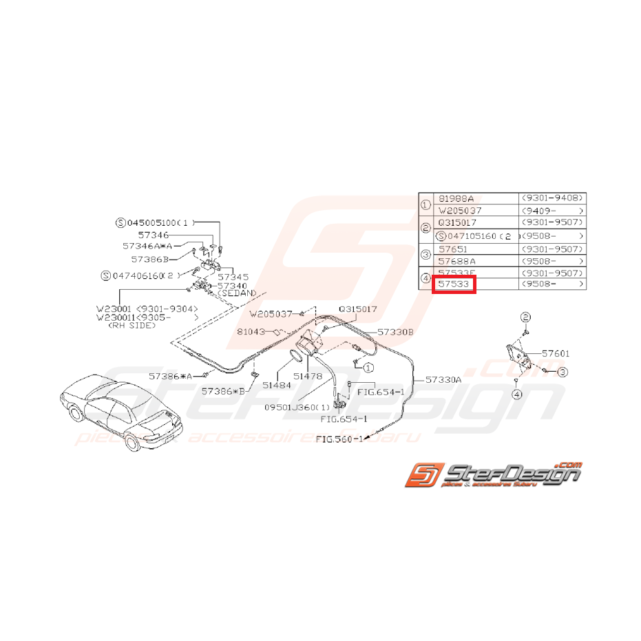 Butée caoutchouc coffre IMPREZA GT 93-00