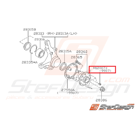 Vis de fixation couronne crantée abs subaru moyeux avant GT 93-00