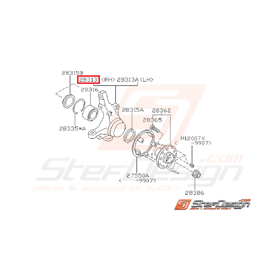 Porte moyeux avant SUBARU WRX 01-07 /STI 01-04 GT du 31/04/1999 au 01/30/2001