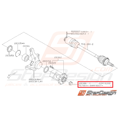 Ecrou de cardan  Subaru Impreza  GT 93-00 WRX/STI 01-16