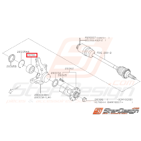 Kit roulement avant pour Impreza GT 93-00 WRX 01-07 STI 01-04