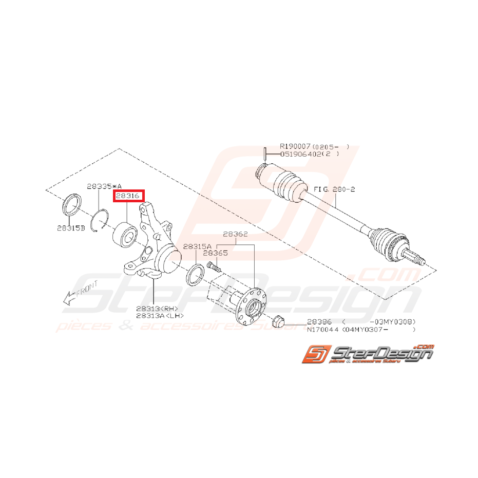 Kit roulement avant pour Impreza GT 93-00 WRX 01-07 STI 01-04