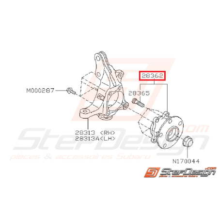 Moyeu de roue avant pour SUBARU STI 05-14 (roulement intégré 5x114.3)