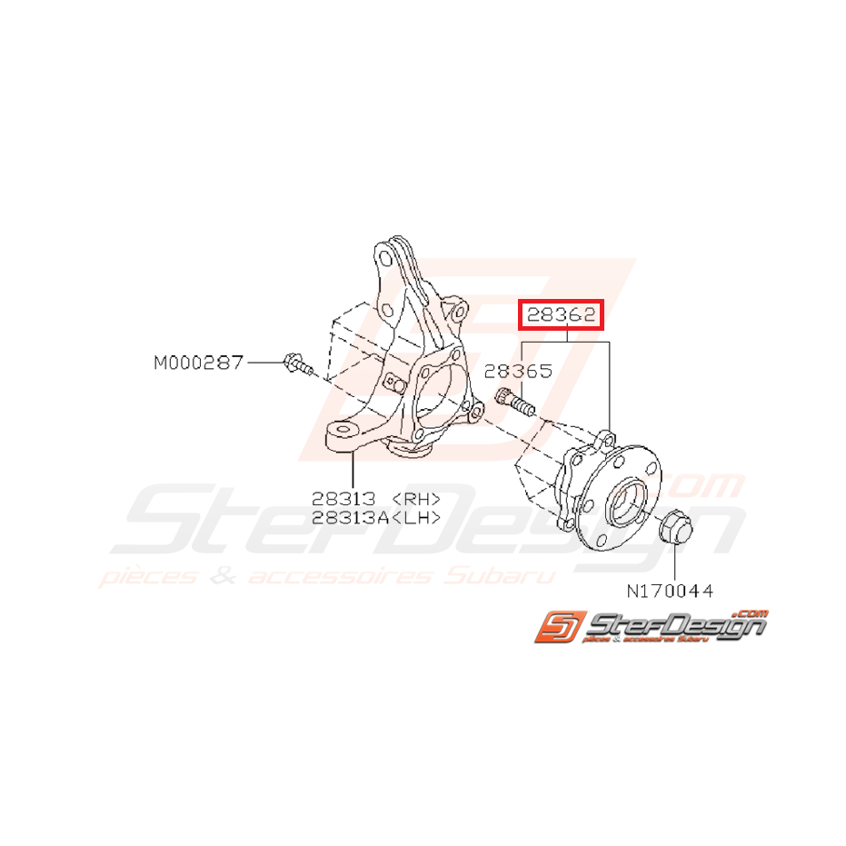 Moyeu de roue avant pour SUBARU STI 05-14 (roulement intégré 5x114.3)