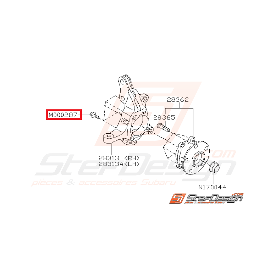 Vis de fixation de moyeu avant subaru STI 05-15