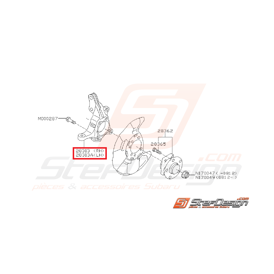 Porte moyeux avant subaru STI 08-14 Porte moyeux avant subaru STI 08-14