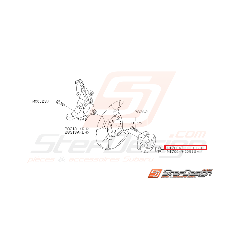 Écrou de cardan SUBARU BRZ / TOYOTA GT 86