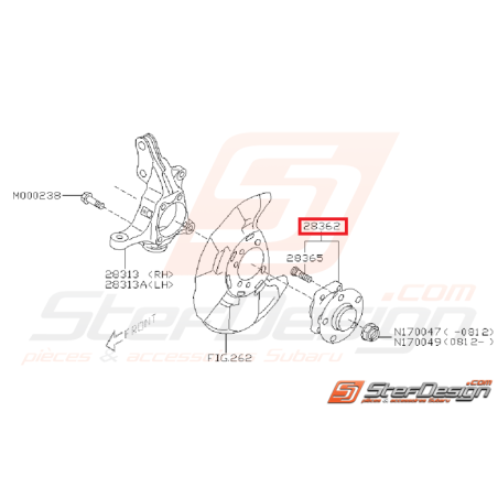 Moyeu avant avec roulement intégré WRX 08-11