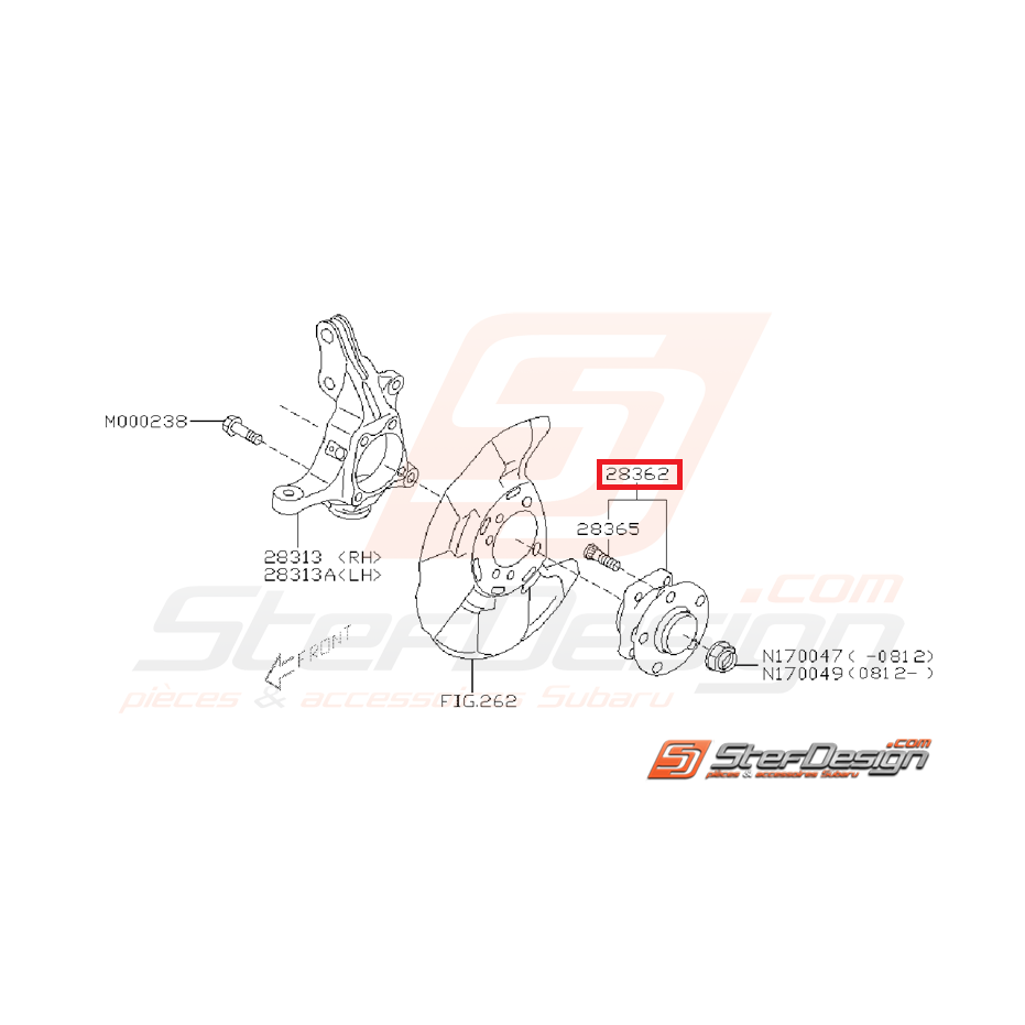 Moyeu avant avec roulement intégré WRX 08-11