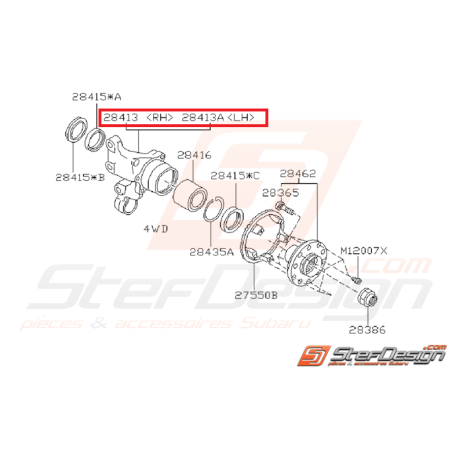 Porte moyeu arrière origine SUBARU GT 93-00