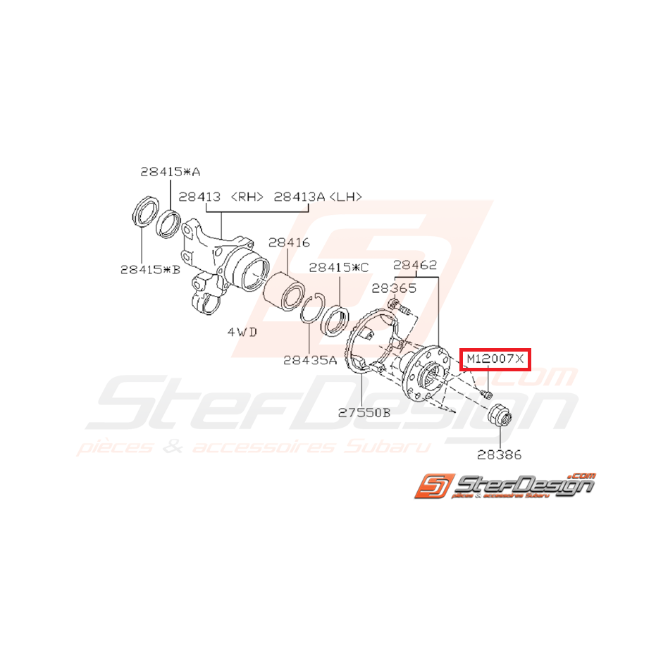 Vis de fixation couronne crantée abs subaru moyeux avant GT 93-00