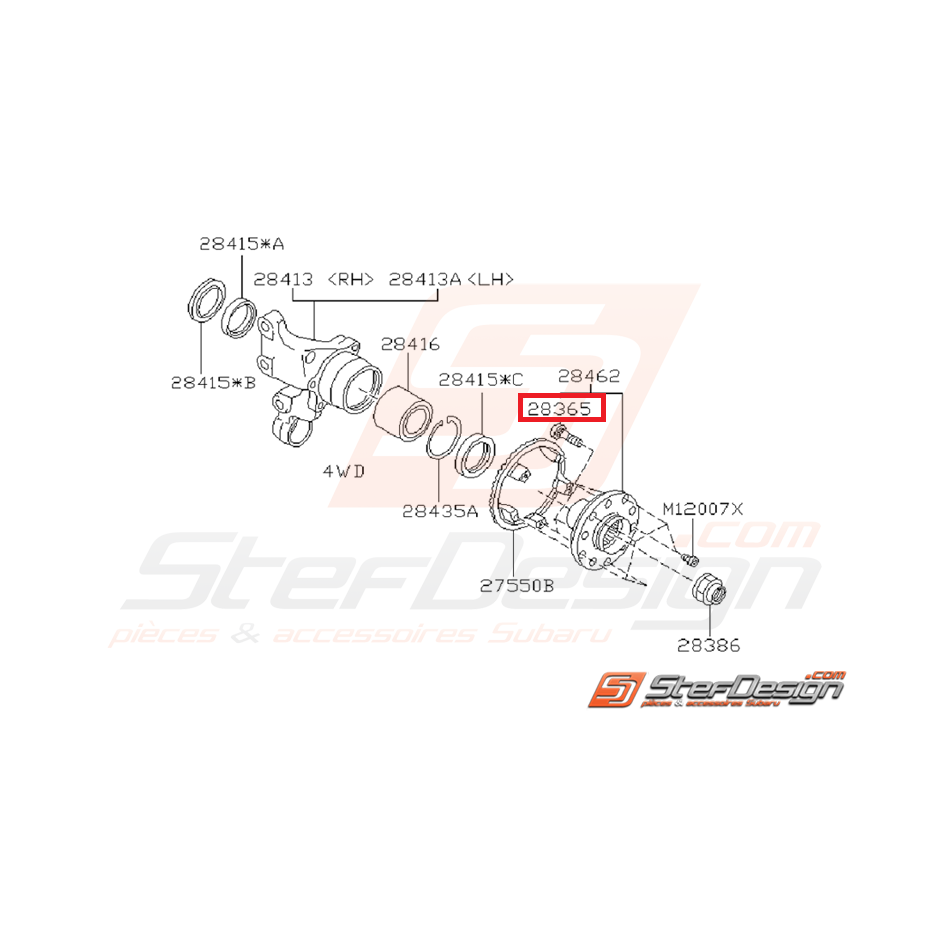 Goujon de roue origine Subaru GT 93-00 WRX 01-07 STI 01-04