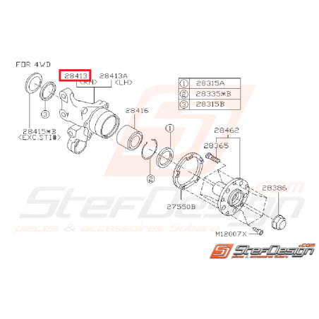 Porte moyeux arrière subaru STI 01-07